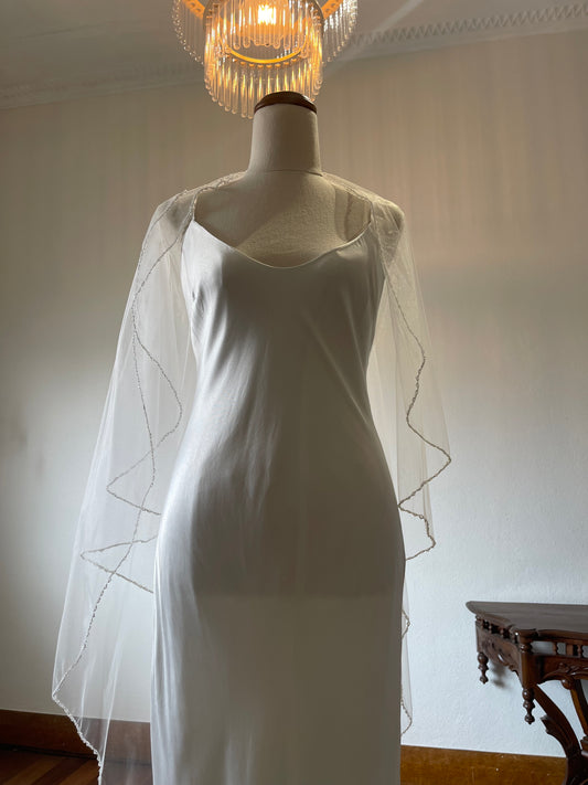 Kailey Low back Maxi Dress with detachable bow train