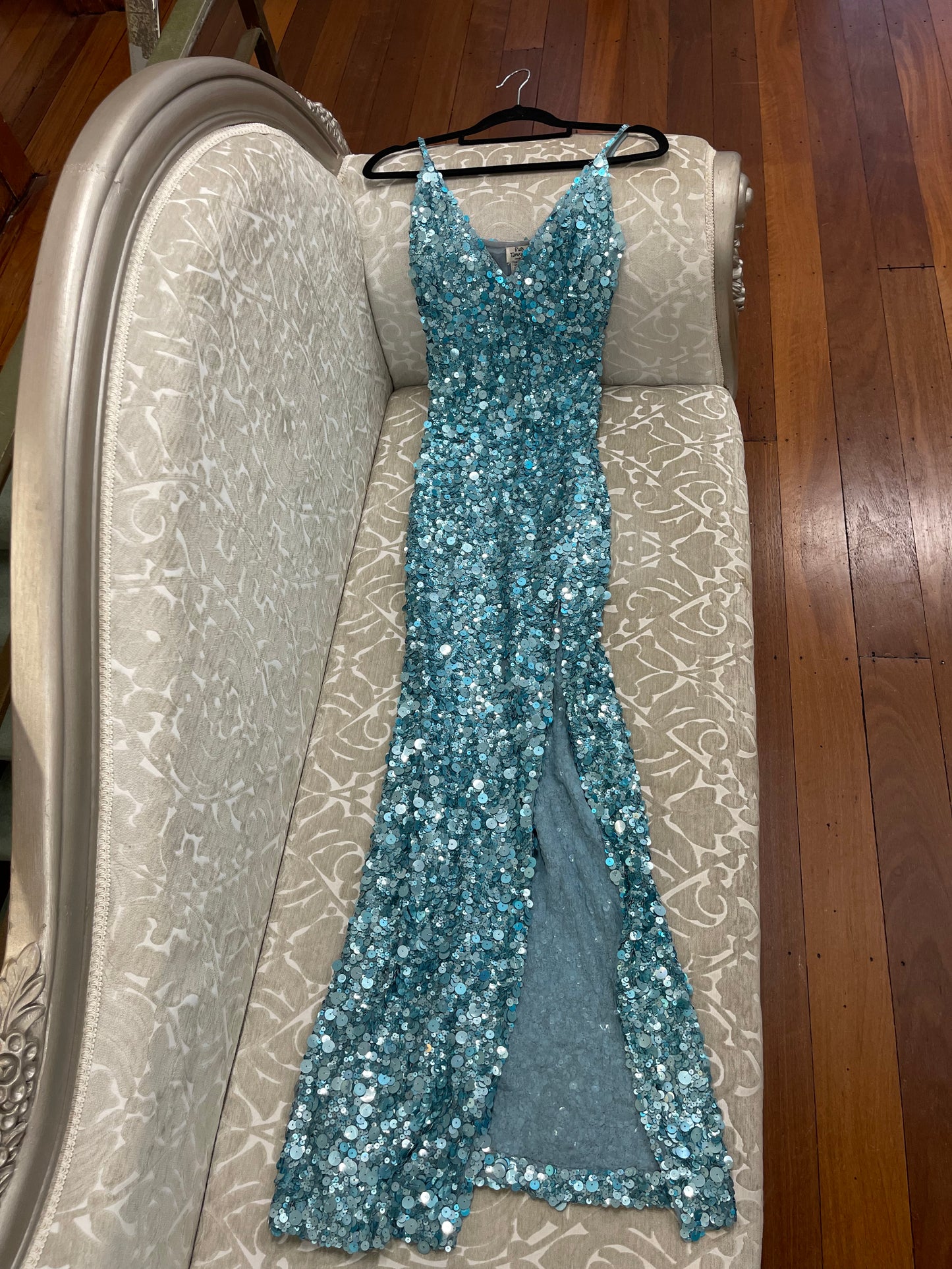 Vintage Ruth Tarvydas Aqua Sequin Gown